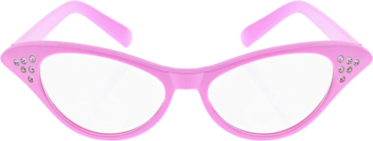 Zacs Alter Ego - 1950s Lensless Retro Glasses Kostuum Bril - Roze
